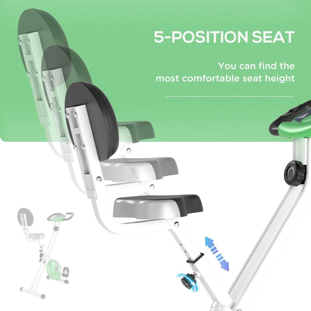 HOMCOM Folding Exercise Bike with 8-Level Magnetic Resistance, LCD Monitor & Pulse Sensor – Home Cardio, Green