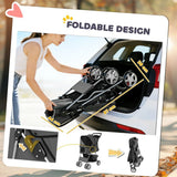 PawHut Foldable Dog Pram with Reflective Strips and 360° Swivel Wheels – Pet Stroller, Dark Grey