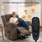 HOMCOM Oversized Riser Recliner Chair with Massage and Heat, Power Lift, Wide Seat and Back, Brown