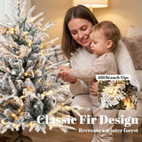 HOMCOM 90cm Pre-Lit Flocked Tabletop Christmas Tree – 70 Warm White LEDs, 488 Tips, Battery Operated