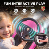 AIYAPLAY Porsche Licensed Toddler Ride On Car with Horn, Headlights & Sounds – Push Car for 18–36 Months, Pink
