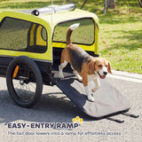 PawHut Dog Bike Trailer with Flip-Down Ramp Tailgate, Quick-Release Frame, Universal Coupler and Reflectors – Yellow