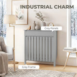 HOMCOM Rustic-Look Radiator Cover with Top Drawer, 93 x 88.5cm – Slimline Heater Guard, Grey