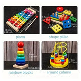 9-in-1 Wooden Musical Toy Set with Rattle, Bells & Drum – Sensory Early Education Instruments for Toddlers