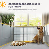 PawHut Steel Dog Whelping Box with Whelping Pad – Puppy Pen for Small and Medium Dogs, 122 x 122 x 60cm