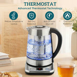 HOMCOM 1.7L Glass Electric Kettle, 3kW Fast Boil with Strix Thermostat, Tea Infuser and Keep Warm Function