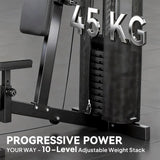 SPORTNOW Multi Gym with 45kg Weight Stack, Adjustable Seat & Backrest – All-in-One Home Gym Machine