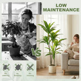 HOMCOM 150 cm Artificial Dracaena Tree with Bendable Trunks and White Pot – Lifelike Fake Plant, Green