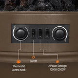 HOMCOM 3-Sided Electric Fireplace Stove, 1000W/2000W Freestanding Heater with 3D Flame Log – Brown