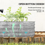 Outsunny Galvanised Steel Raised Garden Bed with Safety Edging, 150 x 62cm – Flowers and Herbs, Silver