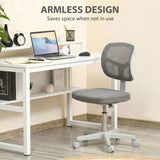 Vinsetto Small Armless Office Chair with Curved Back – Ergonomic Swivel Mesh Desk Chair, Dark Grey