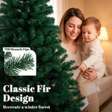 HOMCOM 6ft Hinged Artificial Fir Christmas Tree with 700 Branch Tips and Foldable Steel Stand, Green