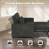 HOMCOM 2 Seater Sofa Bed, 4-in-1 Convertible with Dual Pull-Out Beds – Chenille Sleeper Sofa, Black