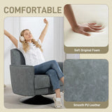 HOMCOM Upholstered 360° Swivel Accent Chair with Thick Padding and Pocket Springs – PU Leather Armchair, Grey