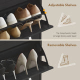 HOMCOM Slim 3-Drawer Shoe Cabinet with Adjustable Shelves – Holds 15 Pairs, Black