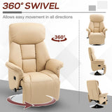 HOMCOM Manual Swivel Recliner Chair with Footrest, Padded Arms & PU Leather – 130° Armchair, Beige