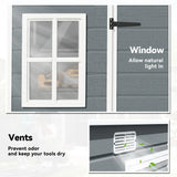 Outsunny 10 x 6ft Resin Garden Shed with Floor, Windows, Lockable Doors and Vents – Outdoor Storage, Grey