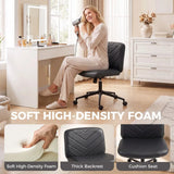 HOMCOM Armless Home Office Chair with 62cm Wide Seat & Rocking Function – Cross-Legged Swivel Chair, Black