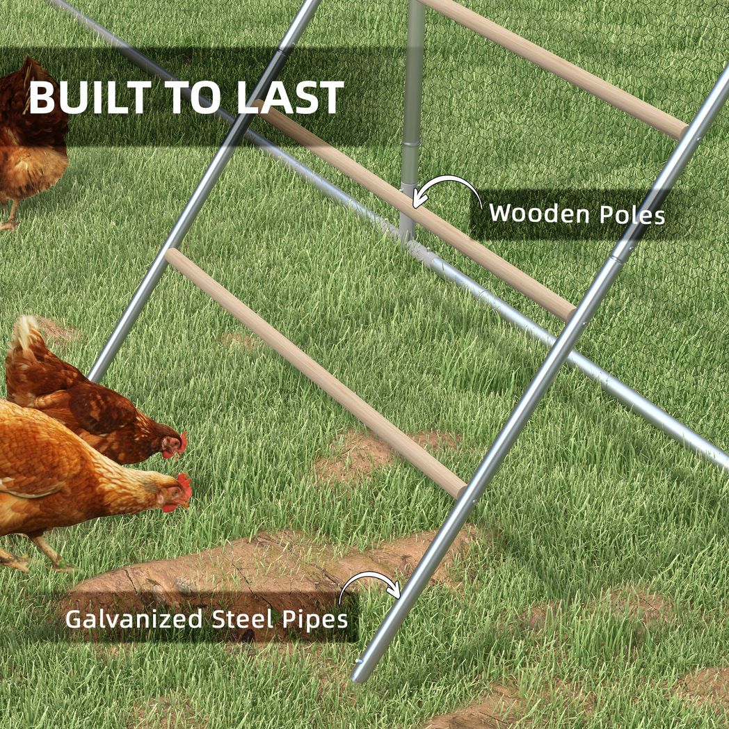 PawHut Chicken Perch Roosting Ladder with Four Tiers – Wooden and Galvanised Steel Jungle Gym for Coop, Backyard Farm