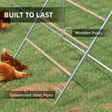 PawHut Chicken Perch Roosting Ladder with Four Tiers – Wooden and Galvanised Steel Jungle Gym for Coop, Backyard Farm