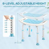 HOMCOM Adjustable Shower Chair with Aluminium Frame, Non-Slip Feet & Padded EVA Seat – Bathtub Stool, Turquoise