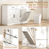 HOMCOM Tilt Out Bin Cabinet with Charging Station, 2 Drawers & Door Racks – Kitchen Island with 57L Hidden Storage, White
