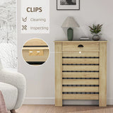 HOMCOM Radiator Cover with Top Drawer & Slatted Centre – Fits Radiators up to 81 x 73 cm, Oak