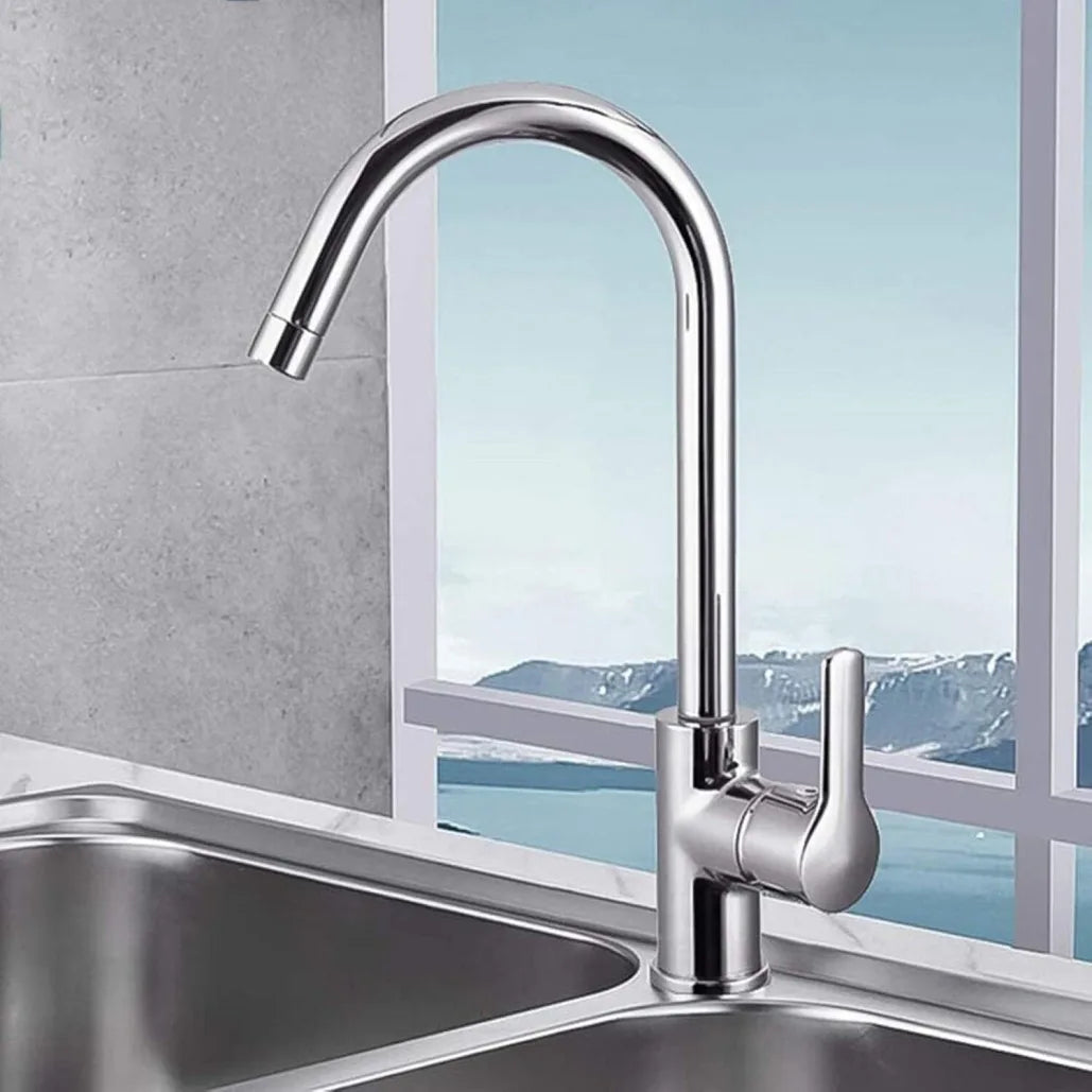 Kitchen Sink Mixer Tap with 360° Swivel Spout & Single Lever – Retractable Hot & Cold Mono Tap, Chrome