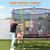 SPORTNOW 10ft Outdoor Trampoline with Enclosure Net, Padded Poles & Spring Cover – Garden Trampoline, Pink