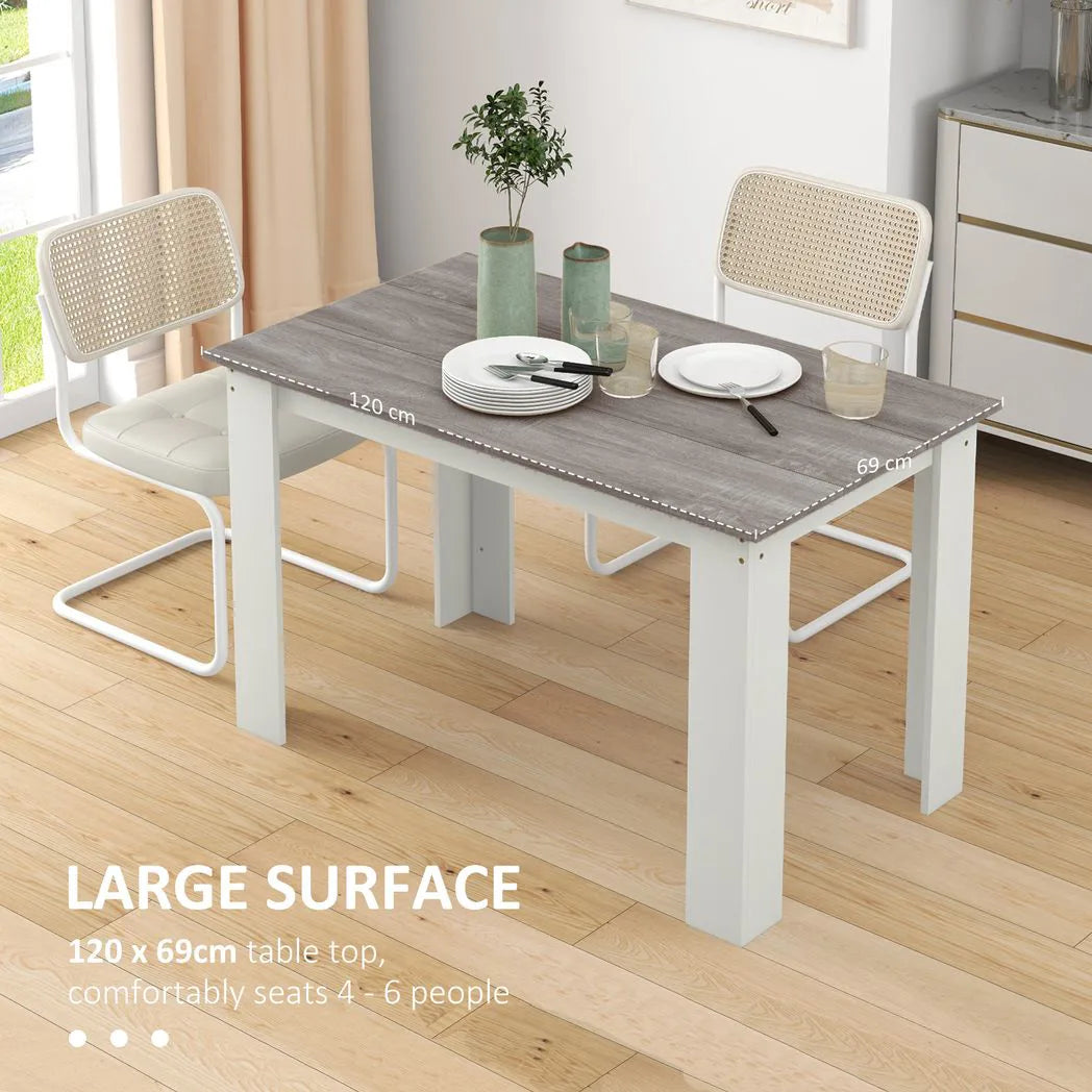HOMCOM Dining Table for 4–6 People with Wood Effect Melamine Top and Triangular Legs – Kitchen Table, Grey