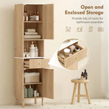 HOMCOM Slim Tall Bathroom Cabinet with Drawer and Adjustable Shelves – Scandinavian Style Storage, Wood-Effect