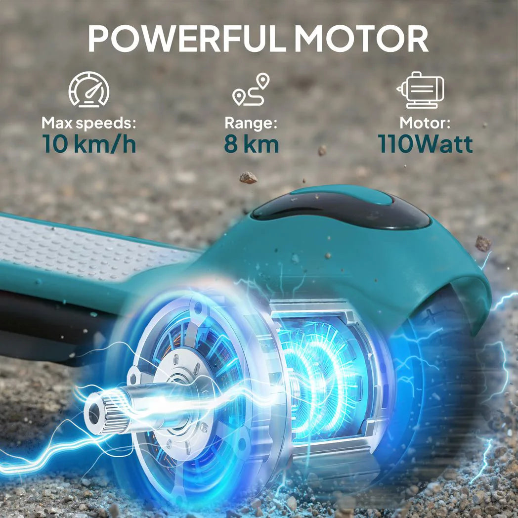 SPORTNOW Electric Scooter for Kids with LED Display, RGB Lights and Handbrake – Kick-to-Start, Green