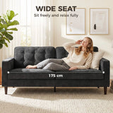 HOMCOM 3 Seater Sofa with Button-Tufted Back and Rubberwood Legs – Velvet-Feel Couch, Dark Grey