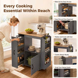 HOMCOM Kitchen Trolley with Power Outlets, Pull-Out Drawer and Cabinet – Rolling Island Cart on Wheels, Grey