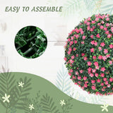 HOMCOM Set of Two Artificial Boxwood Balls Plants – Pink