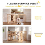 PawHut Wooden Freestanding Dog Gate with 3 Folding Panels and 2 Support Feet – Indoor Pet Barrier, Natural