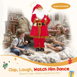 HOMCOM 4ft Singing Animated Santa Claus Figure with Waving Head – Sound Activated Christmas Decoration, Red