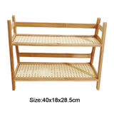 2-Tier Wooden Countertop Organiser Rack – Multipurpose Kitchen Storage Shelf, Large