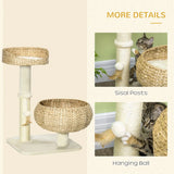 PawHut 72cm Cat Tree with Sisal Scratching Post, Two Beds & Toy Ball – Kitten Activity Tower, Beige