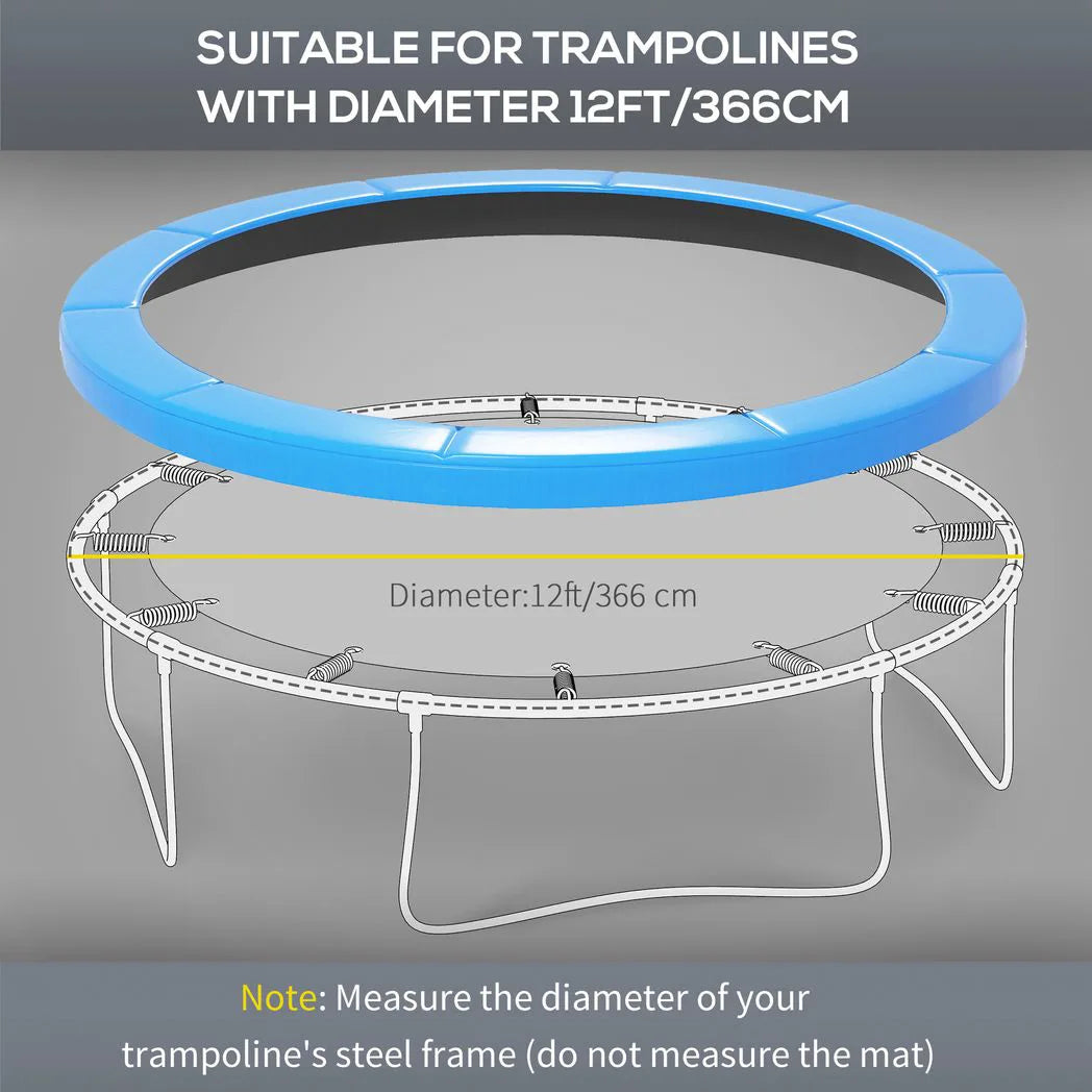 HOMCOM 12ft Trampoline Safety Pad, 366cm Replacement Spring Cover – Thick Foam Surround Padding, Light Blue