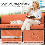 Outsunny 3-Seater Rattan Garden Sofa – Weather-Resistant Outdoor Sofa with Cushions, Orange
