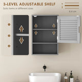 HOMCOM Wall Mounted Bathroom Cabinet with Adjustable Shelves, Louvred Door – 40 x 20 x 60 cm, Grey