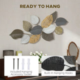 HOMCOM Leaf Design Metal Wall Art