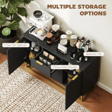 HOMCOM Sideboard with 3 Drawers, 2-Door Cabinet and Adjustable Shelves, Gold-Tone Base, Black