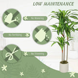 HOMCOM 120cm Artificial Dracaena Tree with Bendable Trunks and White Pot – Realistic Faux Plant, Green