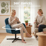 HOMCOM Swivel Accent Chair with Shell Back, Spring Cushion and Metal Base – Velvet-Feel Armchair, Dark Blue