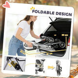 PawHut 3-Wheel Foldable Dog Stroller with Adjustable Canopy and Storage Basket – Small Breeds, Grey