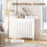 HOMCOM Rustic-Look Radiator Cover with Top Drawer, 93 x 88.5cm, White