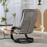 HOMCOM Swivel Recliner Chair with Footrest – Manual 135° Reclining Armchair, Velvet-Feel Upholstery, Grey