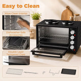 HOMCOM 46L Mini Oven with Dual Hot Plates and Convection – Electric Countertop Cooker with Rotisserie, 90–230°C